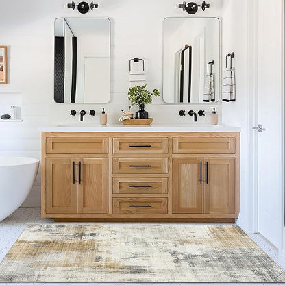 ReaLife Rugs Machine Washable Area Rug Runner - Living Room Bedroom Bathroom Kitchen Entryway Office - Padded Low Pile Stain Resistant Premium - Modern Abstract Contemporary - Quinn - Beige 2'6" x 6'