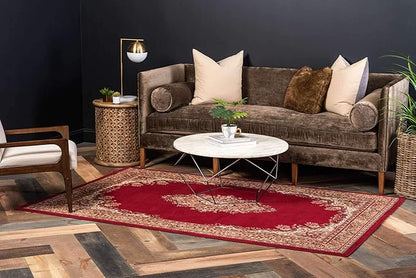 Unique Loom Reza Collection Traditional Persian Style Area Rug, 2 ft 2 in x 3 ft, Burgundy/Ivory
