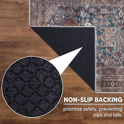 Keen Home Design 8x10 Rug - Machine Washable Area Rug with Non-Slip Backing, Ideal for Living Room, Dining Room, Bedroom - Vintage, Easy Clean, Durable, Low Pile - (8' x 10')