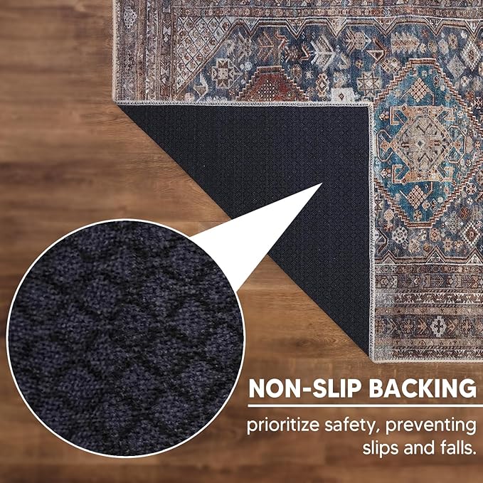 Keen Home Design 2x10 Rug - Machine Washable Runner Rug with Non-Slip Backing, Ideal for Hallway, Entryway, Kitchen, Laundry Room - Vintage, Easy Clean, Durable, Low Pile - (2'6" x 10')