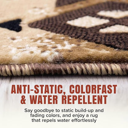 YHSF South West Native American Area Rug C318 - Easy Clean, Thick, Soft, Durable Native Tribal American Indian Inspired Rug for Bedroom/Living Room and More - Berber, 8 Feet x 10 Feet