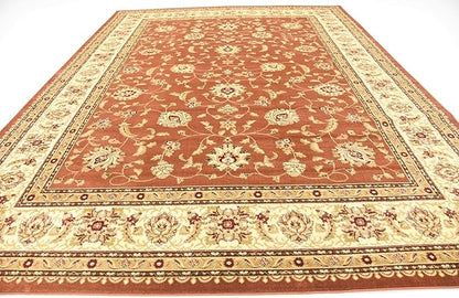 Unique Loom Voyage Collection Traditional Oriental Classic Intricate Design Area Rug (10' 0 x 13' 0 Rectangular, Terracotta/Ivory)