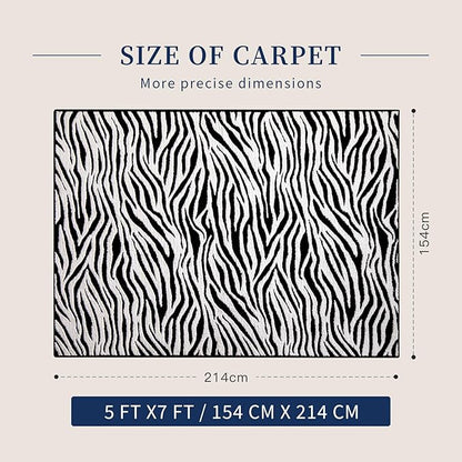 YIHOUSE 5×7 Ft Area Rugs, Black and White Modern Abstract Rug, Washable Plush Soft Zebra Print Carpet, Non-Slip Non-Shedding Rug for Living Room, Bedroom, Playroom, Home Office Decor