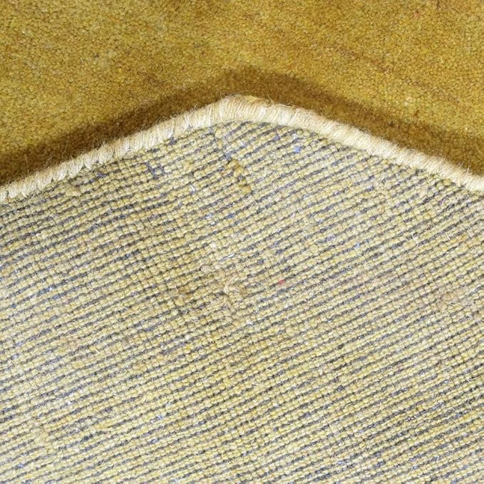 Hand Knotted Loom Wool ECO-Friendly Area Rugs - 8'x8', Octagon, Orange Color, Solid Plain Design, High Pile Thick Handmade Anti Skid Area Rugs for Living Room, Bed Room (L00111)