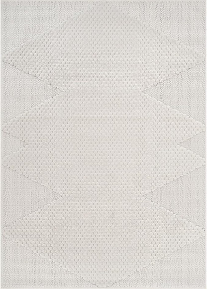 Modern Micro Loop Indoor Area Rugs for Living Room Bedroom Kitchen Geometric Triangle White 8x10 Luxury Durable Low and High Pile Non-Shedding Stain Resistant Soft Area Carpet 8 x 10