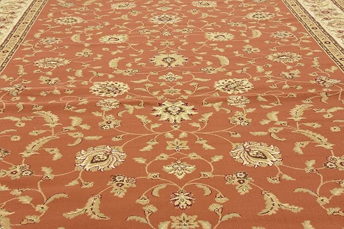 Unique Loom Voyage Collection Traditional Oriental Classic Intricate Design Area Rug (10' 6 x 16' 5 Rectangular, Terracotta/Ivory)