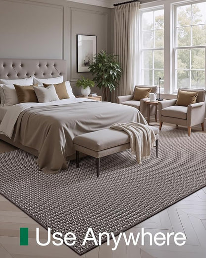 LUMI Indoor Area Rugs, Non-Slip Low Profile Checkered Inside Rug, Comfort Weave Grid Pattern Floor Rug, 5'x8'