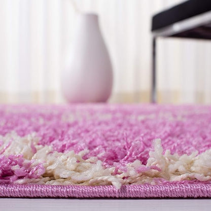 SAFAVIEH Dallas Shag Collection Area Rug - 6' Square, Pink & Ivory, Trellis Design, Non-Shedding & Easy Care, 1.5-inch Thick Ideal for High Traffic Areas in Living Room, Bedroom (SGD257I)