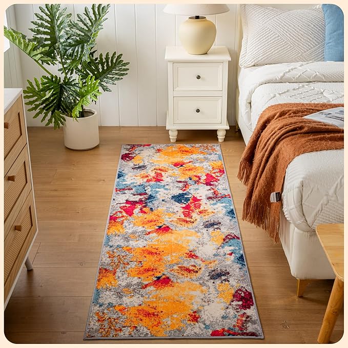 Istana Hallway Runner Rug 2x6 - Multi Colors Kitchen Rugs Non Slip Washable -Silk's Soft Touch Carpet Runner - Stylish Rug for Home