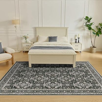 WITSHOCK Living Room Area Rugs 7x9: Soft Non-Slip Backing Washable Rugs Vintage Large Carpet for Bedroom Office Dining Room Kitchen Stain Resistant Home Decor Rug