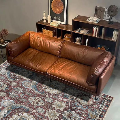 RUGSURE Washable Area Rugs - Perfect for Living Room, Bedroom, Kids Room, Nursery - Stain & Water Resistant Non-Slip, Pet & Child Friendly, Vintage Tribal Area Rugs (Rust and Blue, 8' x 10')