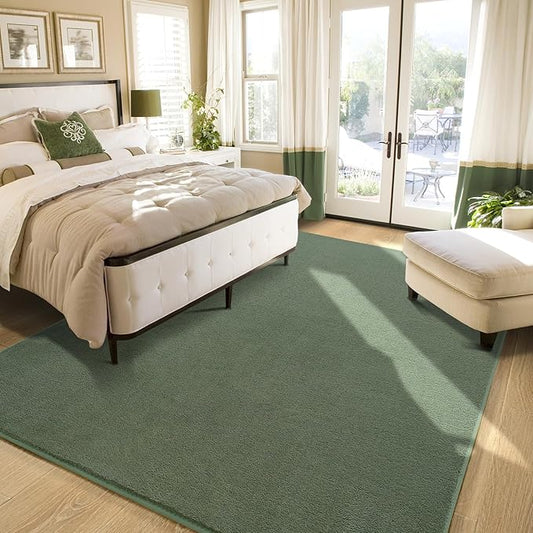 Amearea Large Modern Area Rugs for Bedroom Living Room, 6x9 Feet Sage Green Thickened Memory Foam Rug, Fluffy Indoor Washable Rugs Non Slip Minimalist Carpet for Boys Girls Dorm Nursery Room Decor