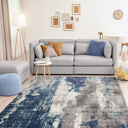 LUXE WEAVERS Euston Collection D.Blue-L.Blue 9x12 Modern Abstract Area Rug