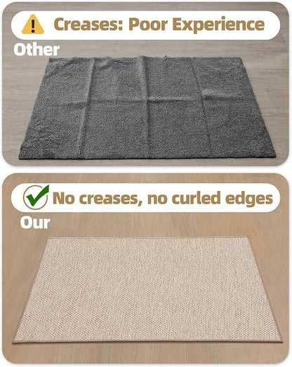 Color&Geometry Ultra-Thin Indoor Door Mat, 32"x48" Low-Profile Non-Slip Entryway Rug with Modern Geometric Texture, Washable Doormat for Indoor Entrance, Front Door, Khaki (Rolled-up NO Creases)