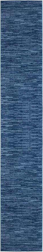 Nourison Home Nourison Essentials Navy Blue 2'2" x 18' Area Rug - Easy Clean, Non Shedding, Bed Room, Living Room, Dining Room, Kitchen (18' Runner)