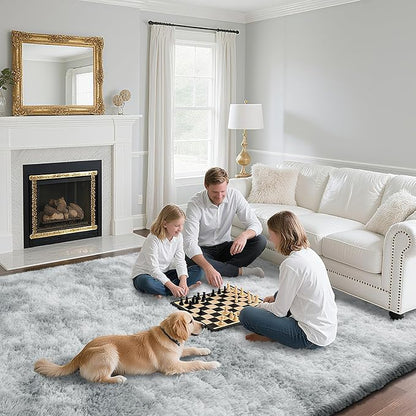Fluffy Rug Shaggy Area Rug, Mottling Grey 5x8 Area Rugs for Bedroom, Small Bedside Rug, Soft Fluffy Shaggy Entryway Throw Rugs for Living Room Bedroom Kids Room Home Decor