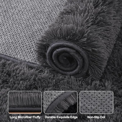 Upgrade Non-Slip Plush Rugs for Living Room, Soft Shaggy Carpets for Living Room, Fuzzy Rugs for Kids' Room, Perfect Decor for Modern Home Charcoal 8x10 Feet