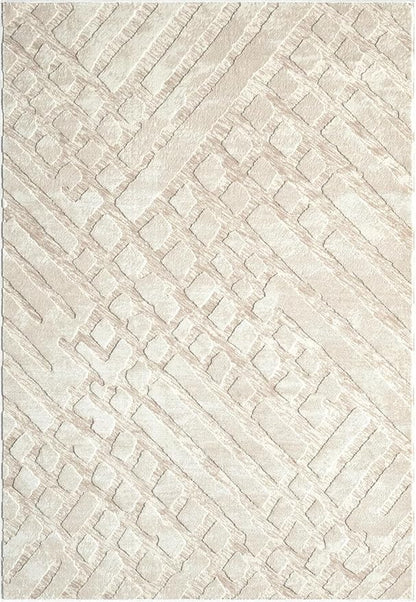Abani Terra Cream Area Rug for Living Room, Bedroom - Rustic Modern Pattern - 6' x 9' - Durable & Easy to Clean