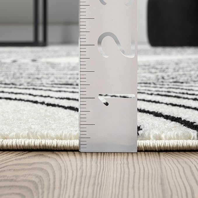 Abani Nuevo Beige Black Swirls Modern Area Rug 8' x 10' for Living Room, Bedroom - Abstract Design - Durable & Easy to Clean