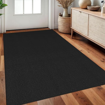 Braided Area Rug 3x5 Ft Washable Rugs for Entryway Non Slip Throw Rugs Boho Door Mat Indoor Entrance Cotton Kitchen Mats Woven Front Door Carpet for Foyer Living Room, Black/Grey