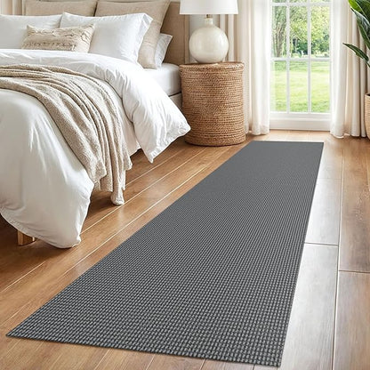 IOHOUZE Washable Runner Rug 2x8 Non Slip Rubber Backed Hallway Runner Entryway Runner Indoor, Kitchen Rugs Woven Cotton Floor Carpet for Kitchen Hall Entrance Bedroom, Dark Grey