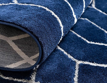 Unique Loom Marilyn Monroe Glam Collection Area Rug - Trellis (10'x 13' Rectangle, Navy Blue Silver/ Silver)