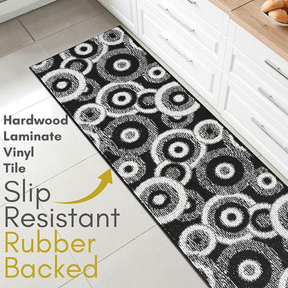 Custom Size Black Hallway Runner Rug | Cut to Length 2'3" x 10' (Runner) | Non-Slip & Machine Washable | REMNAZ