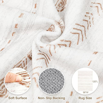 Nakagishi 8x10 Area Rugs Living Room: Washable Boho Large Neutral Soft Farmhouse Rug Stain Resistant Modern Moroccan Non-Slip Indoor Carpet for Bedroom Nursery Kids Playroom Office Dining Room- Brown