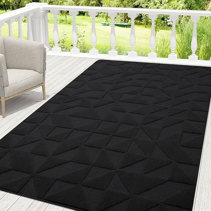 OLANLY Door Mats Indoor, Non-Slip, Absorbent, Dirt Resist, Entrance Washable Mat, Low-Profile Inside Entry Doormat for Entryway (71x47 inches, Black)