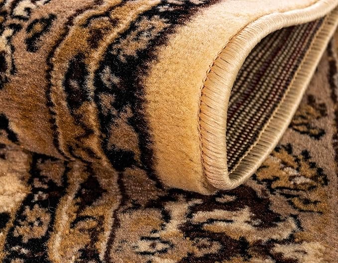 Unique Loom Sialk Hill Collection Area Rug - Washington (9' x 12' Rectangle Ivory/Black)