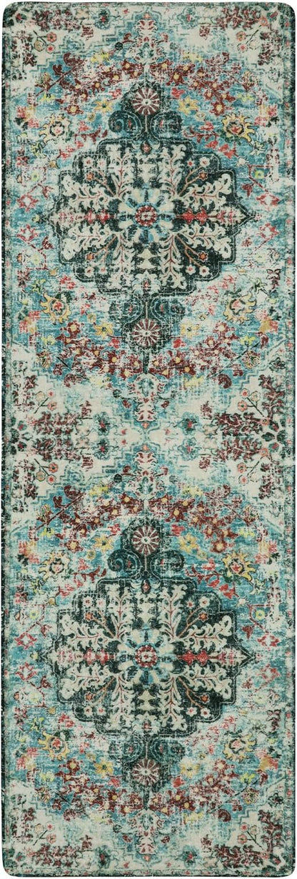 Lahome Bohemian Floral 2x6 Washable Hallway Runner Rug, Non Slip Kitchen Laundry Hallway Rug Runner, Pet Friendly Bathroom Indoor Carpet Runners for RV Camper Entrance Bedroom