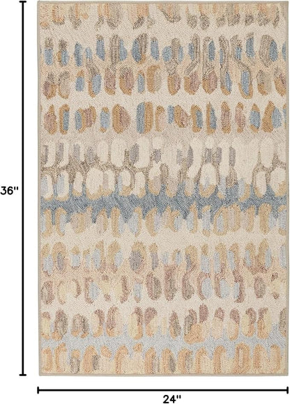 Dash and Albert Paint Chip Machine Washable Area Rug - 2' x 3' Natural - Geometric Accent Rug - Anti-Slip Backing, Lightweight, Machine Washable, High Traffic Areas Kitchen, Mudroom, Laundry Room