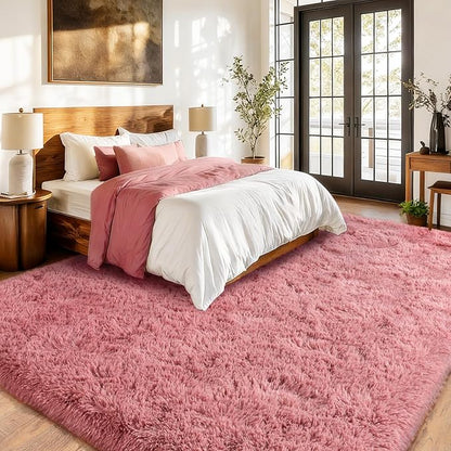 9x12 Ultra Soft Shag Area Rug for Living Room and Bedroom - Plush Modern Floor Carpet for Home Decor, Blush