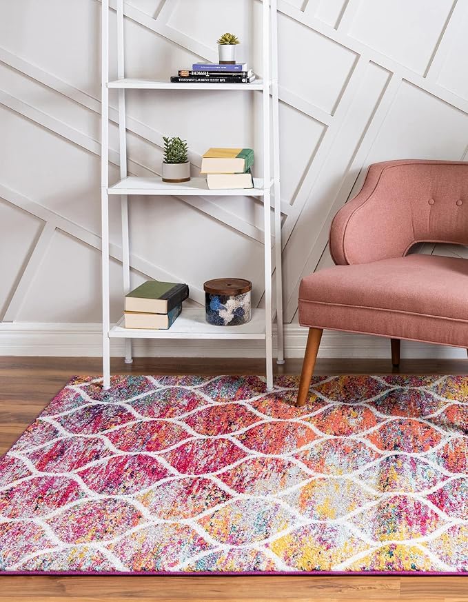Rugs.com Lattice Frieze Collection Rug – 2' x 3' Multi Medium Rug Perfect for Living Rooms, Large Dining Rooms, Open Floorplans