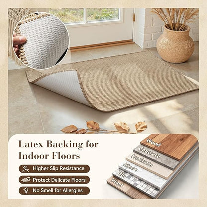 Jute Front Door Mat Indoor Entrance Indoor Door Mat Rugs for Entryway Entry Entrance Mats Inside Doormat Welcome Mats Boho 17"X30" Half Circle Round