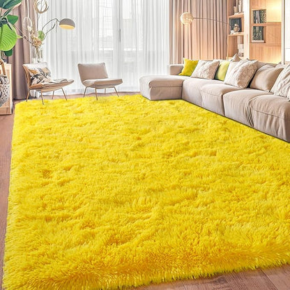 Area Rugs for Living Room, Soft Shaggy Carpets for Living Room, Fuzzy Rugs for Kids' Room, Perfect Decor for Modern Home Yellow 8x10 Feet