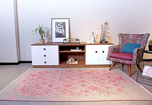 Alfa Rich 3x10 Pink Gray Reversible Washable Area Rugs for Living Room Hallway Kitchen Decor Runner