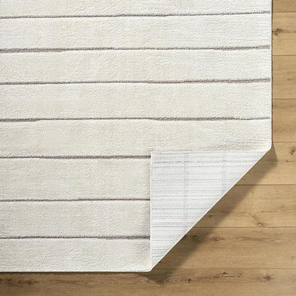 Livabliss x Our PNW Home Cascade Minimalist Striped Area Rug, 9'2" x 12', Striped Ivory/Taupe