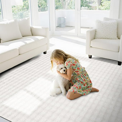 CAMILSON Modern White Non Slip Rug 5x7 Ultra Soft High Pile Area Rugs Non Skid Rubber Backing Durable & Easy to Clean Carpet for Living Room Bedroom Kids Room Indoor Use (5 x 7 White)