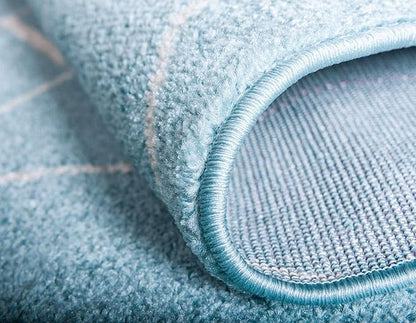 Unique Loom Trellis Frieze Collection Area Rug - Geometric (6' 1" x 9', Light Blue/ Ivory)