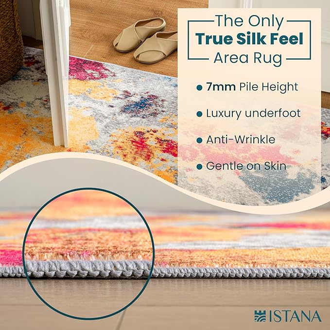 Istana 5x7 Area Rug - Multi Colors Rugs for Living Room 5x7 - Foldable Rugs for Bedroom - Stain Resistant Washable Rug - Eco-Friendly Boho Area Rugs - Easy to Clean Living Room Rug