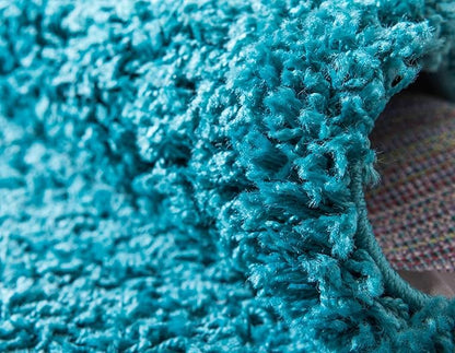 Unique Loom Solid Shag Collection Area Rug (6' 1" x 9' Rectangle, Deep Aqua Blue)