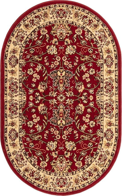 Unique Loom Sialk Hill Collection Area Rug - Washington (3' 3" x 5' 3" Oval Burgundy/Cream)