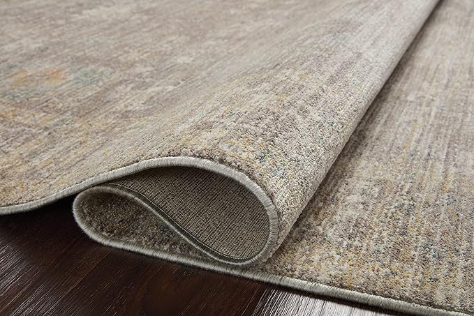 Loloi Magnolia Home by Joanna Gaines Millie Collection MIE-05 Stone/Natural 5'-3" x 7'-6", .25" Pile Height, Area Rug