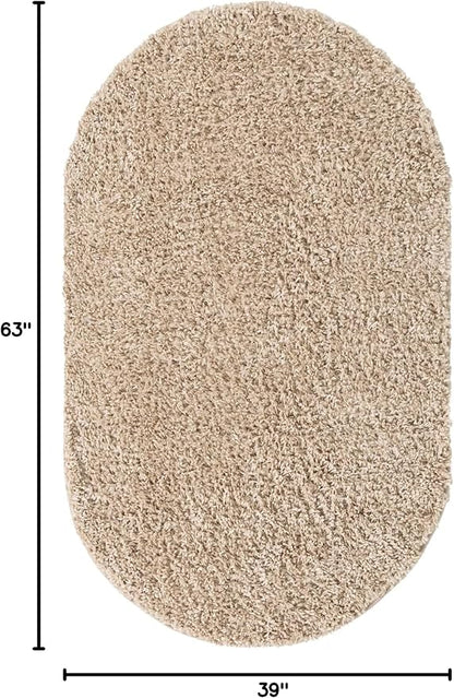 Unique Loom Davos Shag Collection Area Rug - Solid (3' 3" x 5' 3" Oval, Linen)