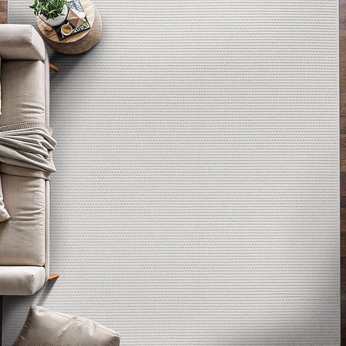 Beverly Rug Micro Loop Large Area Rug White 9x12 Modern Luxury Trellis Geometric Durable Indoor Area Rugs for Living Dining Room Office Stain Resistant Non Shedding Casual Indoor Carpet White 9 x 12