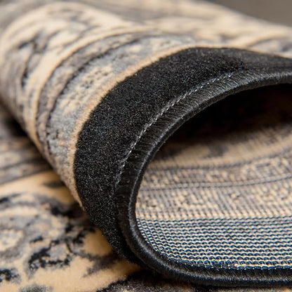Unique Loom Sialk Hill Collection Area Rug - Washington (4' 1" Round Black/Gray)