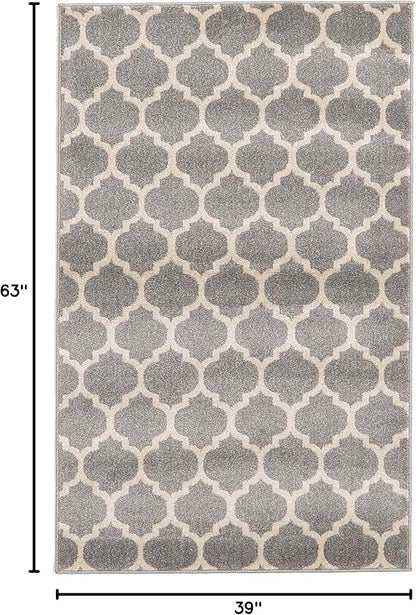 Rugs.com Lattice Collection Rug – 3' x 5' Dark Gray Medium Rug Perfect for Entryways, Kitchens, Breakfast Nooks, Accent Pieces