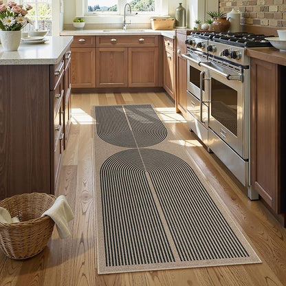 Lahome Modern Rainbow Easy Jute Outdoor Runner Rug, 2x6 Runners for Hallways Washable Laundry Room Rug, Farmhouse Non Slip Indoor Outdoor Carpet for Kitchen Floor Entryway
