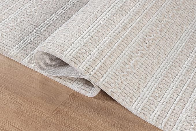 Modern Indoor Rug Stripe 4x6 Area Rugs for Living Room Luxury Kitchen Bedroom Durable Soft Geometric Durable Low and High Pile Stain Resistant Non Shedding Area Carpet 4x6